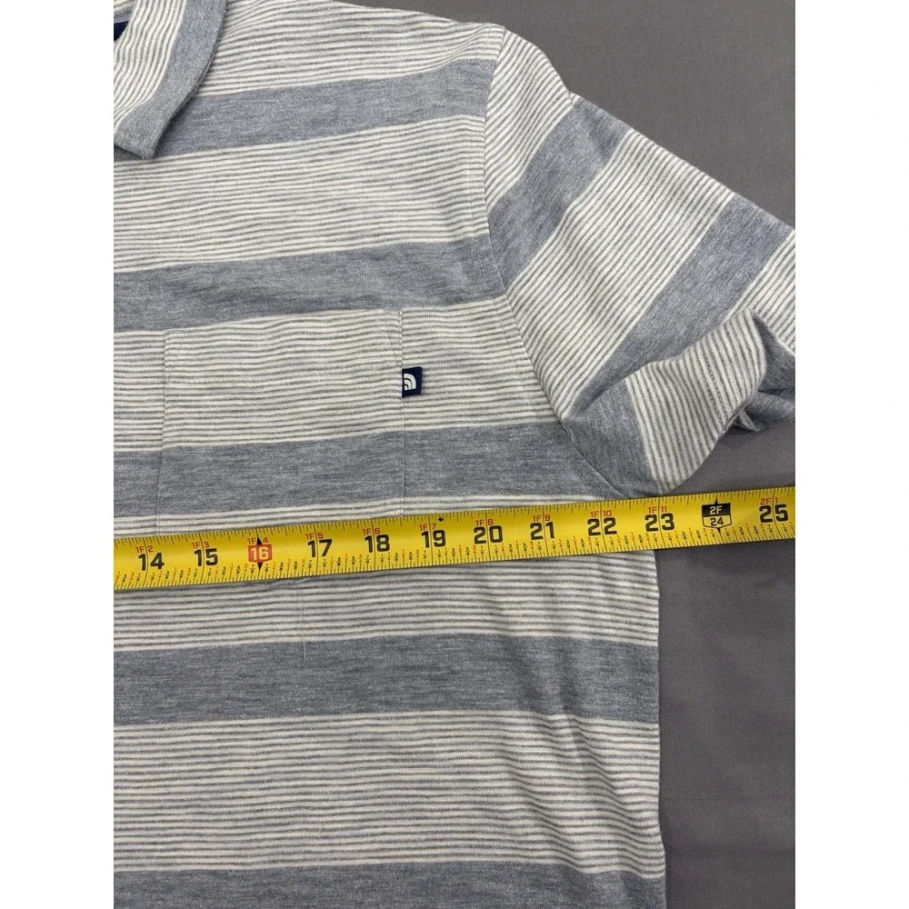 The North Face Gray Striped Polo - Men's Large - 70% Cotton/30% Poly